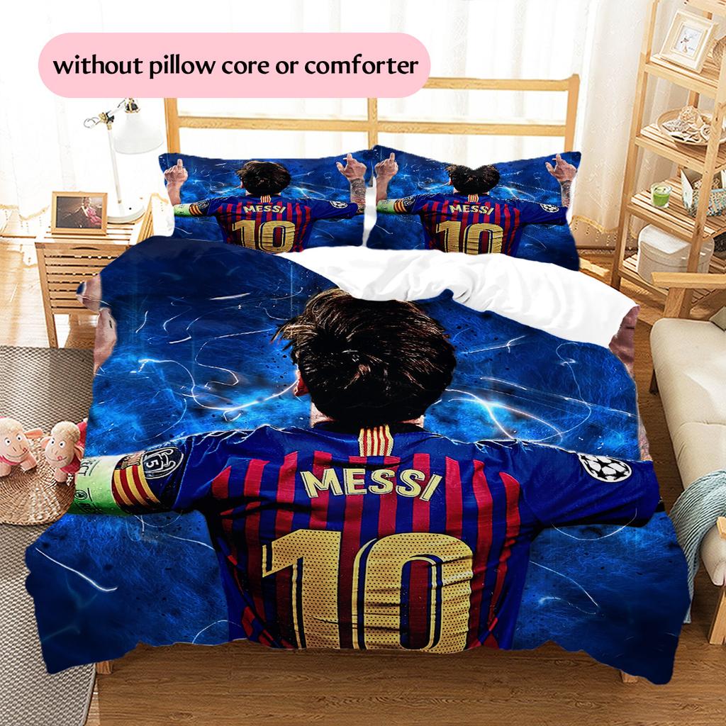 Football Player Background Pattern Bedding Quilt Set Home Decoration Gift (1 * duvet cover + 2 * pillowcase without core)