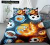 3D Football King Queen Duvet Cover Soccer Bedding Set for Kids Teens Boys Ball Sports White Red 2/3pcs Polyester Quilt Cover