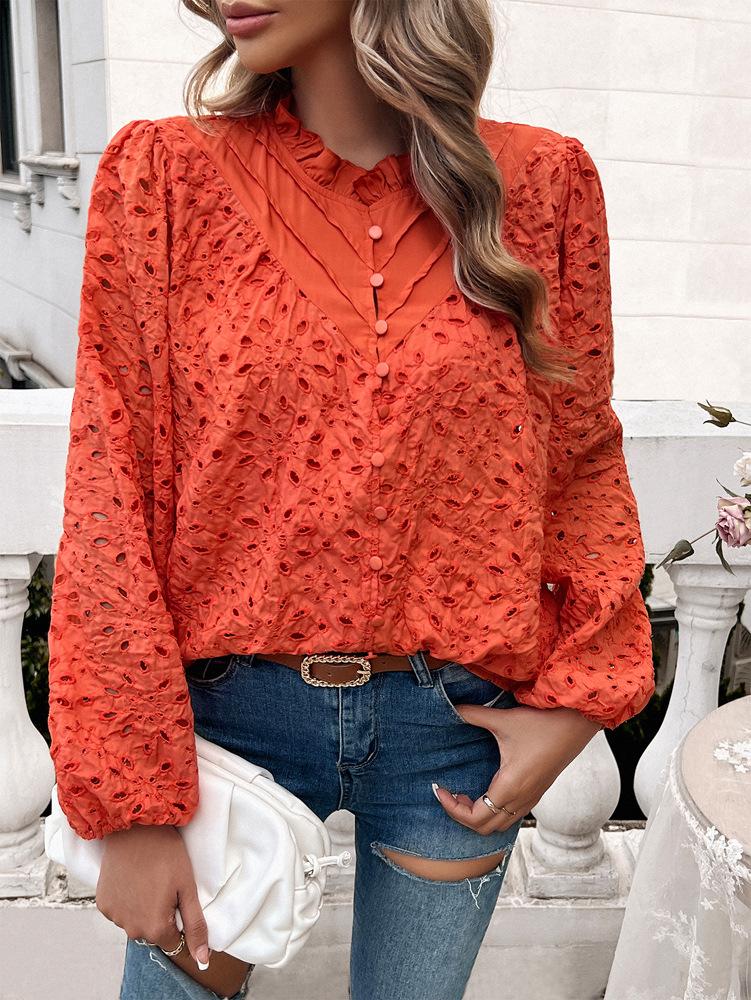 Women's Winter Skeleton Bubble Sleeve Long Sleeve Blouse Top