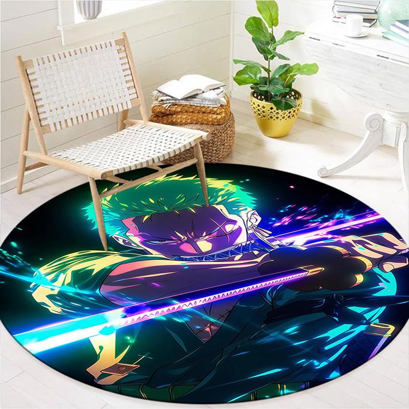 Roronoa Zoro Round Area Rug Carpet Rug For Living Room Bedroom Sofa Playroom Decor Nonslip Floor Mat