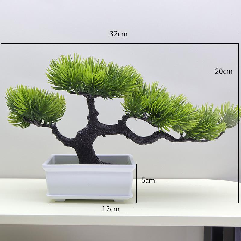 Artificial Pine Bonsai Desktop Decoration - Small Potted Green Plant Ornament for Living Room