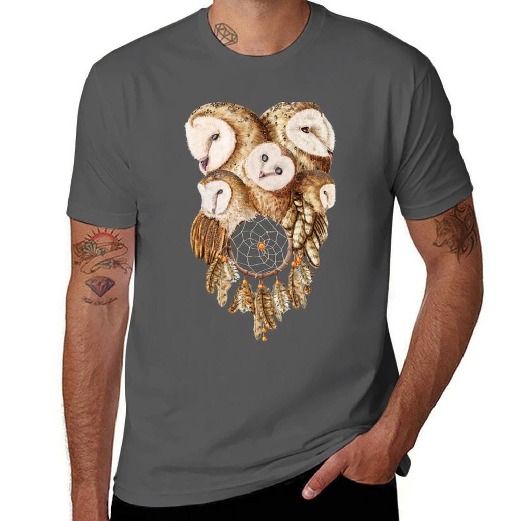 Dreamcatcher Owls Tshirt Art Pattern Printed Casual Top