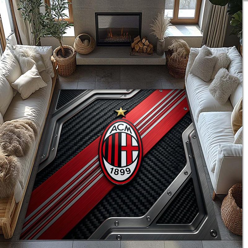 AC Milan Printed Flannel Area Rug Non Slip Soft Polyester Floor Carpet Indoor Decor Mat for Bedroom Living Room Sofa Game Room Home Decoration