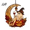 Creative Gift for Family 2D Ghost Moon Pumpkin Acrylic Suncatcher Halloween Window Holiday Friends Hanging Ornament Autumn Thanksgiving Garden Yard