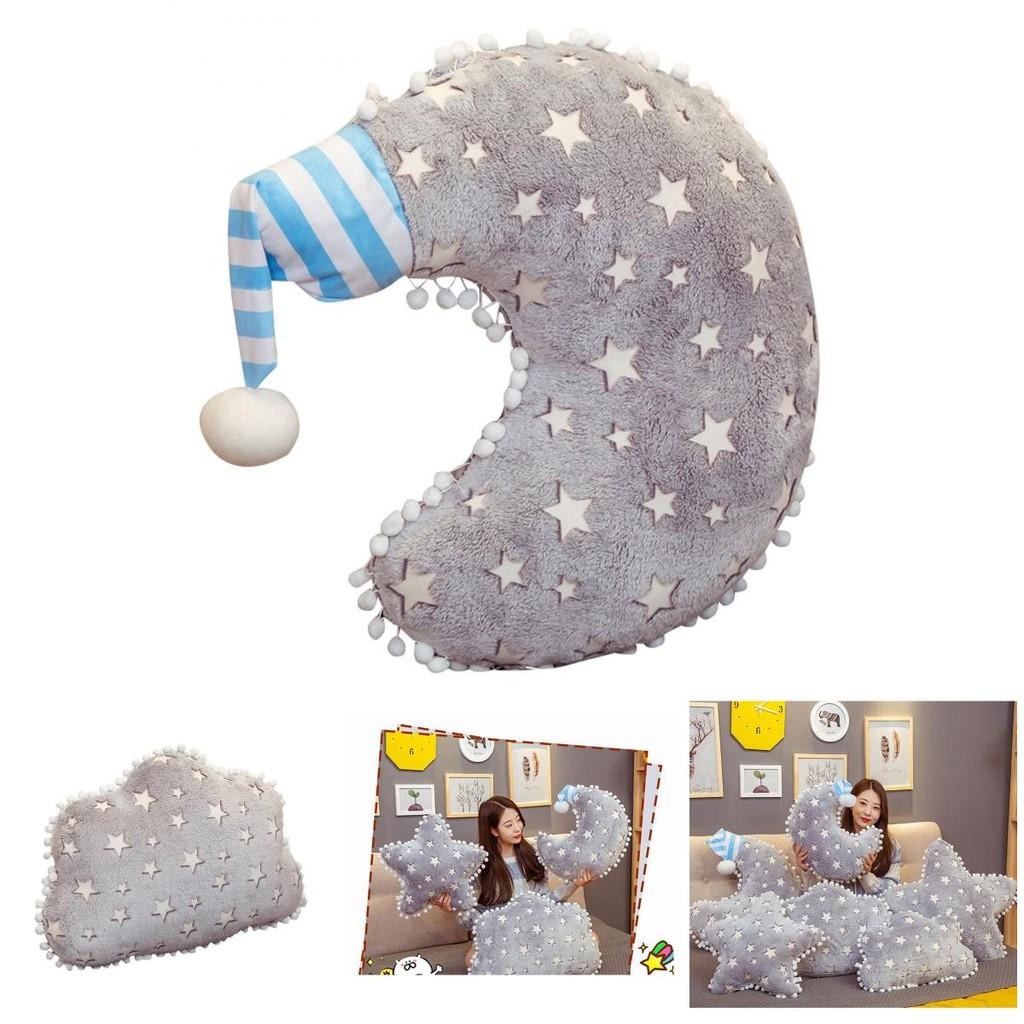 Moon And Stars Plush Pillow For Home Decor And Gift Giving Glowing Night Light Cushion