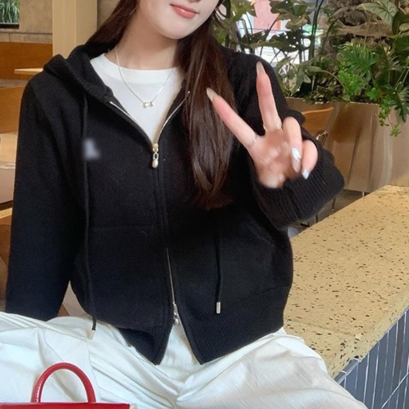 New Knitted Cardigan Sweater Women's Jacket Autumn and Winter Casual Wear Comfortable Hooded Top Jacket