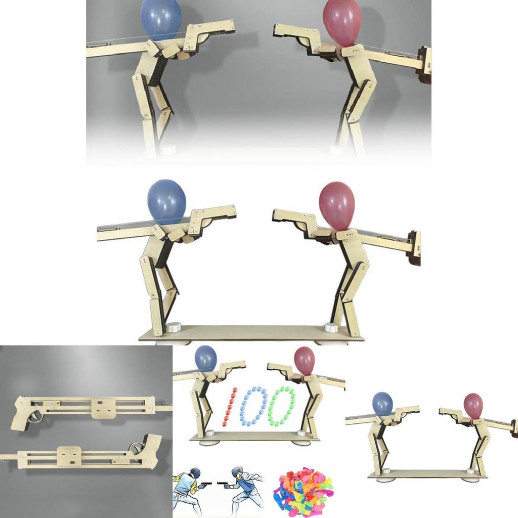 Manual Assembly Wooden Shooting Puppets Balloon Game Children Toys Set For Holiday And Celebration Events