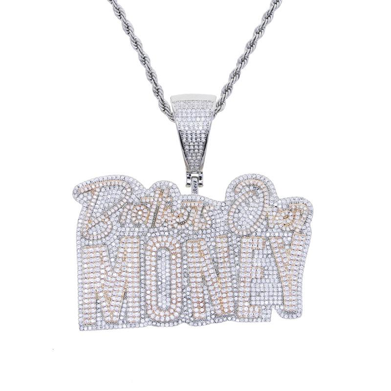 Hip-hop Zircon-Inlaid MONEY Letter Pendant Necklace - Trendy Men's Jewelry
