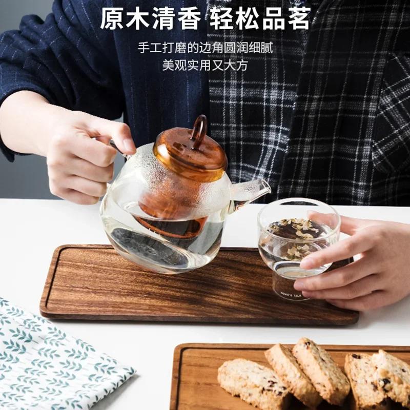 Japansk valnötsbricka hushåll massivt trä tebricka fyrkantig tebricka eftermiddagste snackbricka middagstallrik