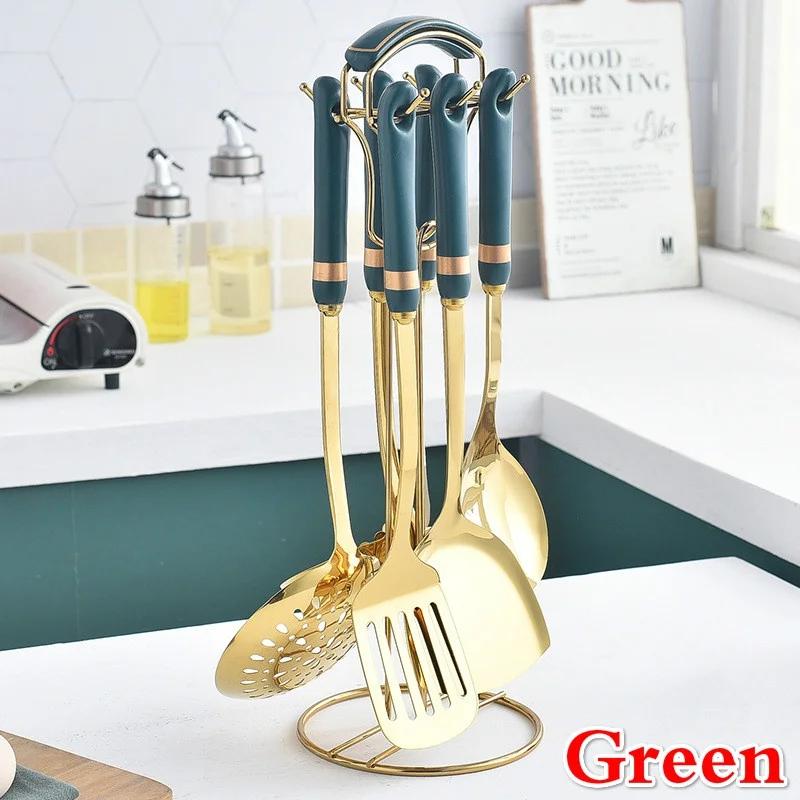 Stainless Steel Kitchenware Seven-piece Kitchen Household Hot Pot Spoon Colander Soup Spoon Kitchenware Gift Set