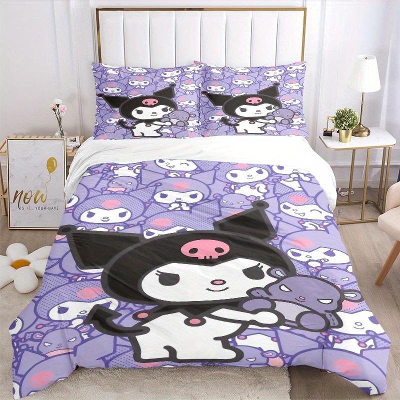 3pcs Kuromi Bedding Set - Includes Quilt Cover and Pillowcases, Suitable for All Seasons, Machine Washable - Ideal Gift for Family and Frien