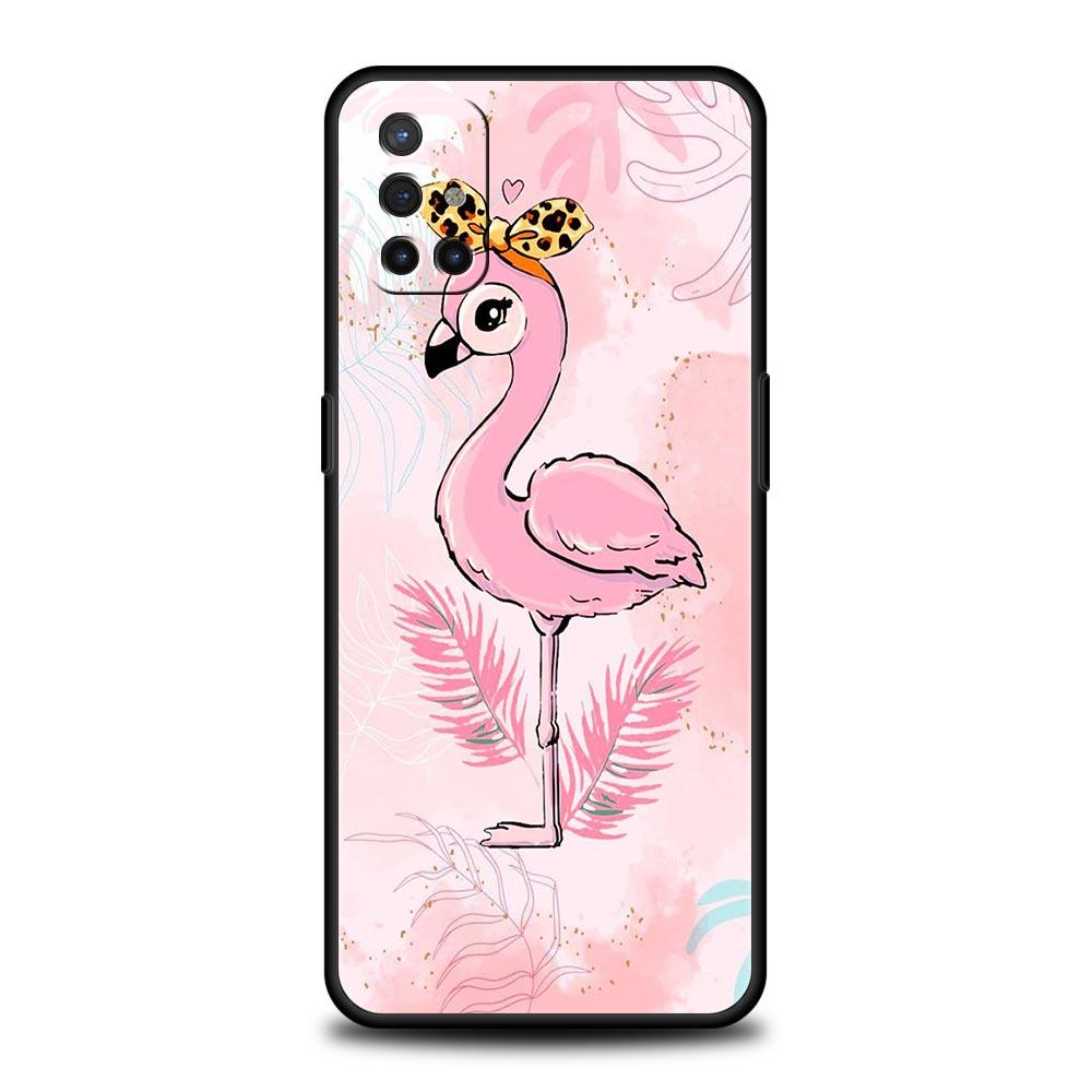 Lovely Pink Flamingos Leaf Phone Case For OnePlus 12 11 10 9 8 7 7T Pro 12R 10R 9RT 9R 8T Nord N100 N200 N10 2T CE 2 5G Cover