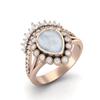 925 Sterling Silver Rose Vermeil 1.99 Cts Pear Shape Moonstone Solitaire Tiara Crown Women Wedding Ring