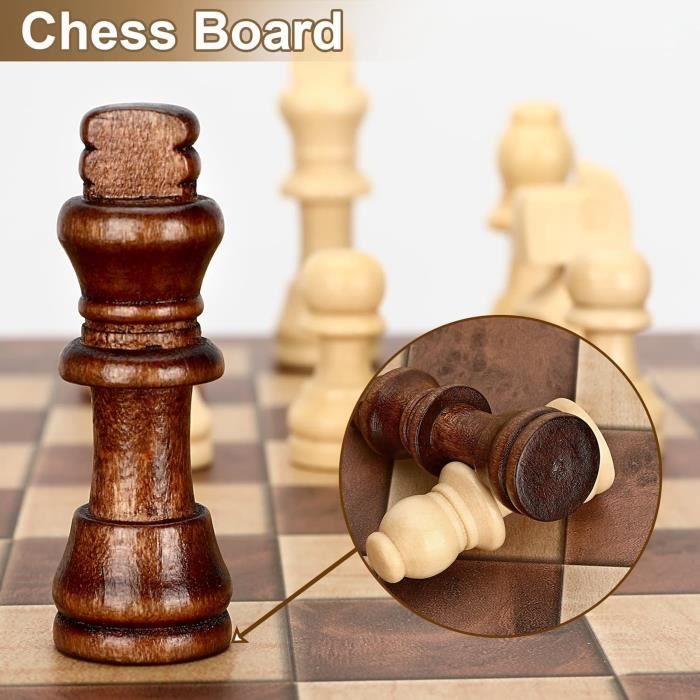Jeu D'échecs,3 En 1 Echecs En Bois Échecs Dames Jacquet,Pliable Portable Ensemble D'échiquier,Chess Board Pour Enfants Adultes Fê