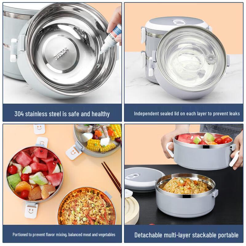 Bess Thickness 304 Stainless Steel Double-Layer Round Lunch Box