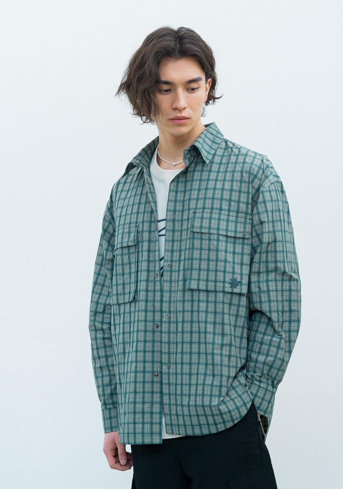 Asei Multi-Check Pattern Shirt Green M