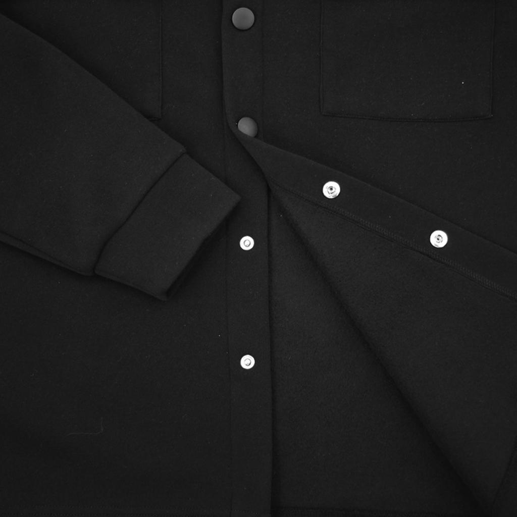 Pánská ležérní volná jednobarevná košilová bunda, klopový límec, dlouhý rukáv, knoflíkové zapínání, ležérní pracovní oděv