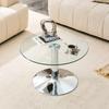 Mesa de centro redonda de cristal aprox.. 70 cm – tapa de cristal templado y robusto marco metálico, mesa moderna para sala de estar en dorado / negro / plateado