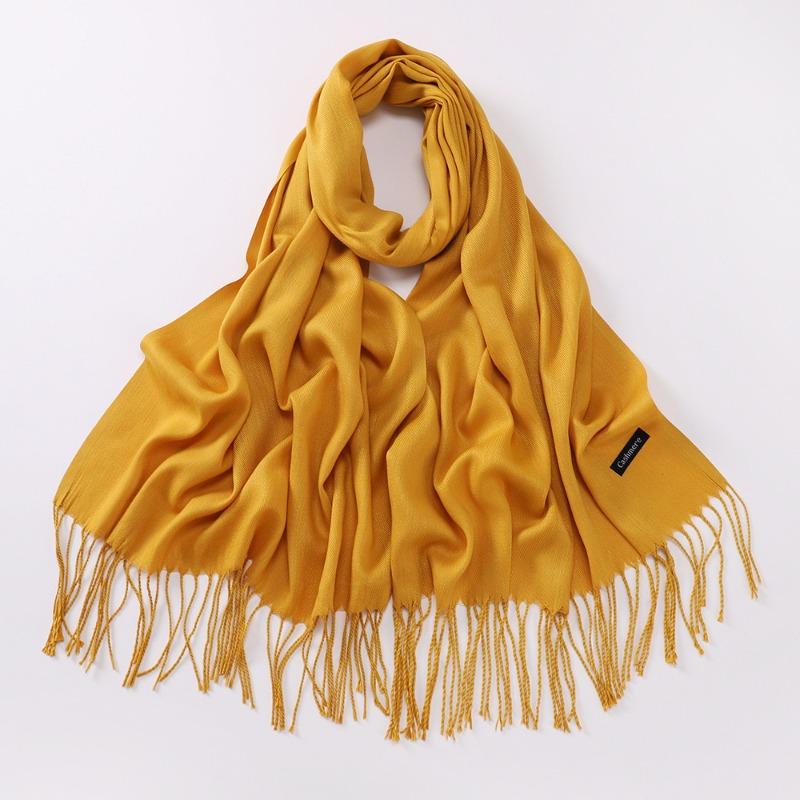Autumn and winter various solid color imitation cashmere scarves women's monochrome thickened warm fringed shawl scarf scarf bright red scarf