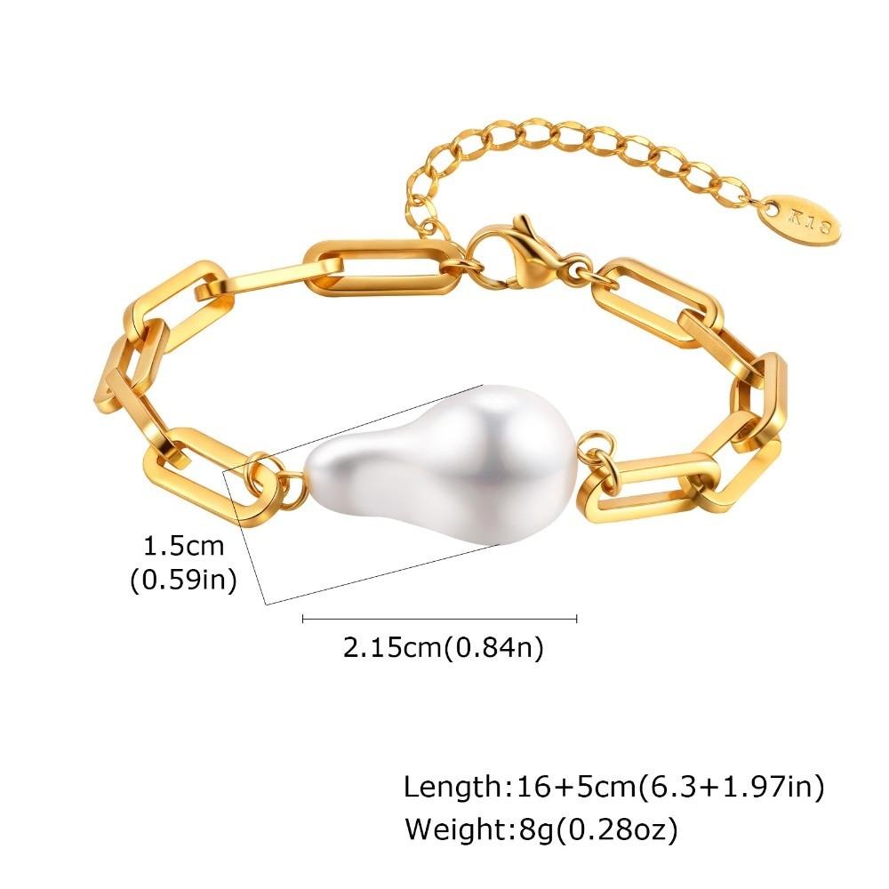 

Adjustable Clasp Gold Plated Bracelet Imitation Pearl Chain Bracelet Pearl Bracelet Women Jewelry Type A