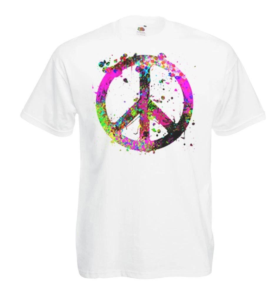 Unisex White Peace Sign CND Stop Wars Pop Art Symbol 100% Cotton T-shirt Mens Tees Top S