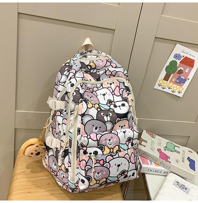 Capacity Large Backpack With Cartoon Cat Dog And Bear Print Designs Daily For