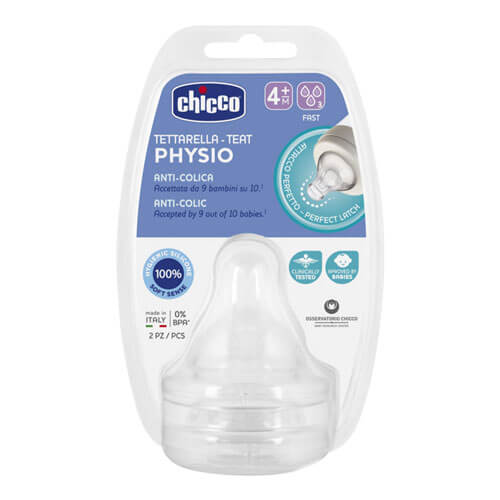 Cross Chicco Perfect5 Anti-Colic SIlicon Teat 2pc (4m+ Fast Flow)