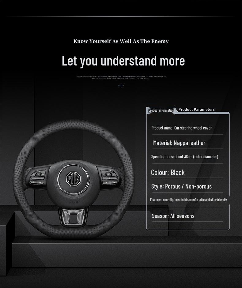 MG/Roewe Genuine Leather Steering Wheel Cover: Compatible with MG6, MG Navigator HS, MG5, Roewe ZS, RX5