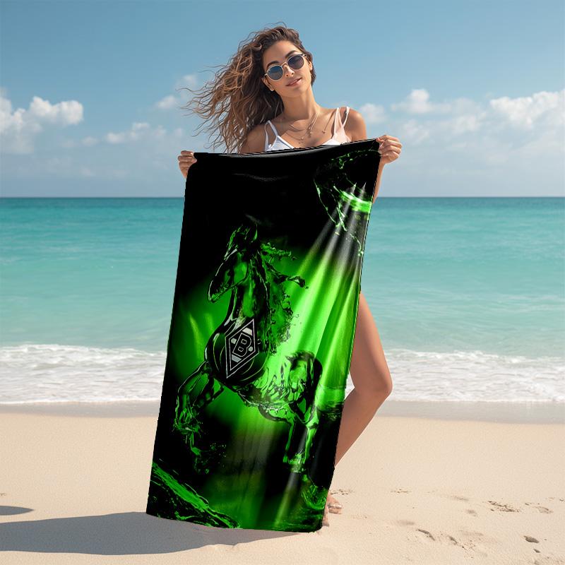 Beweis Strandtuch mit Borussia Mönchengladbach Logo Muster - weich, saugfähig, schnelltrocknend, maschinenwaschbar - perfekt zum Schwimmen, Camping, Baden