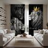 2pcs HD Three Lion decorative curtain Black tie digital printed curtain Home Decoration style Decoration living room bedroom