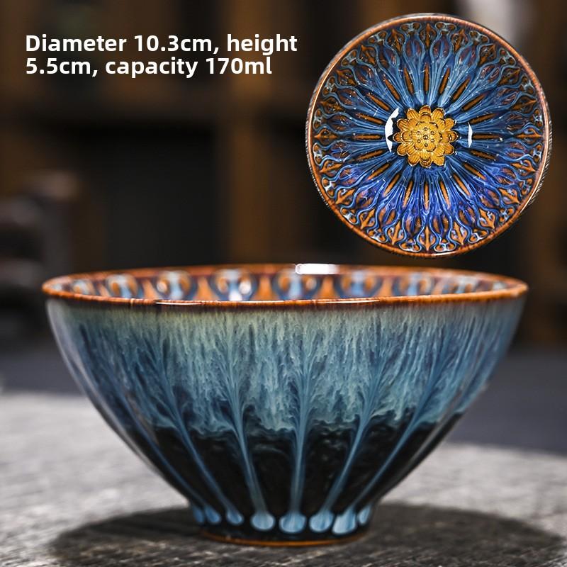 Tradition Kiln Transformation Ceramic Teacup Home Master Cup Chinese Tea Set Accessories Handmade Silver Inlay Tea Cup