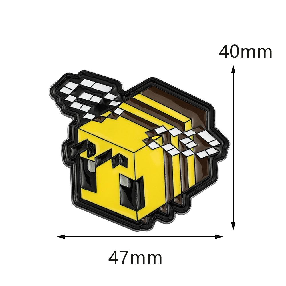 Личность Творческий Мультяшный Пиксельный Стиль Пчела Значок Металлическая Пчела Майнкрафт Периферия Лак Брошь