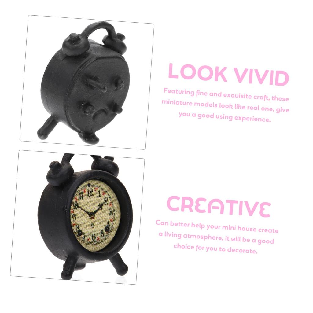 Alasum Miniature Alarm Clocks, Set of 4, 112 Scale, Alloy, Dollhouse Furniture, Accessories, Table Clocks, Photography Props, Interior Decoration,