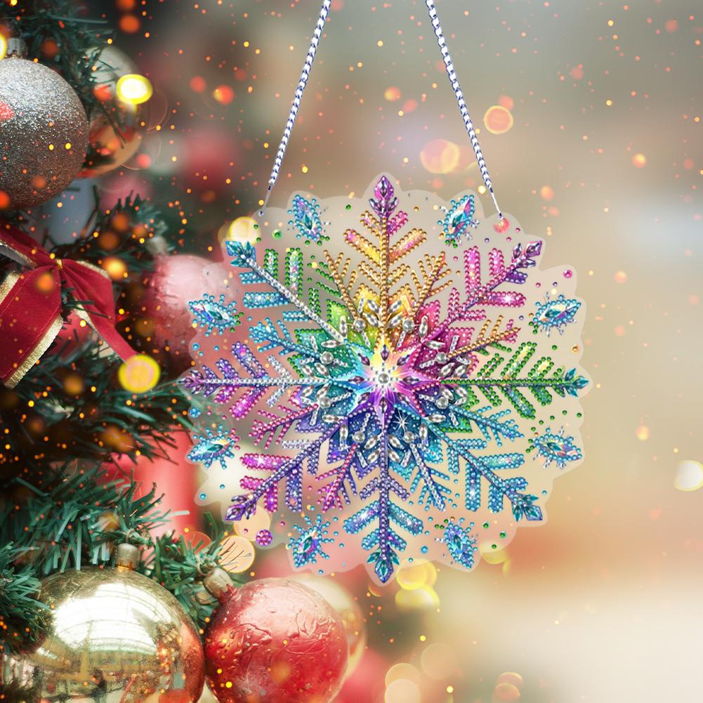 Winter Schneeflocke 2D Flach DIY Hängende Diamond Art Kits Strass Diamond Art Fensteranhänger Fensterhängekunst für Heimdekoration