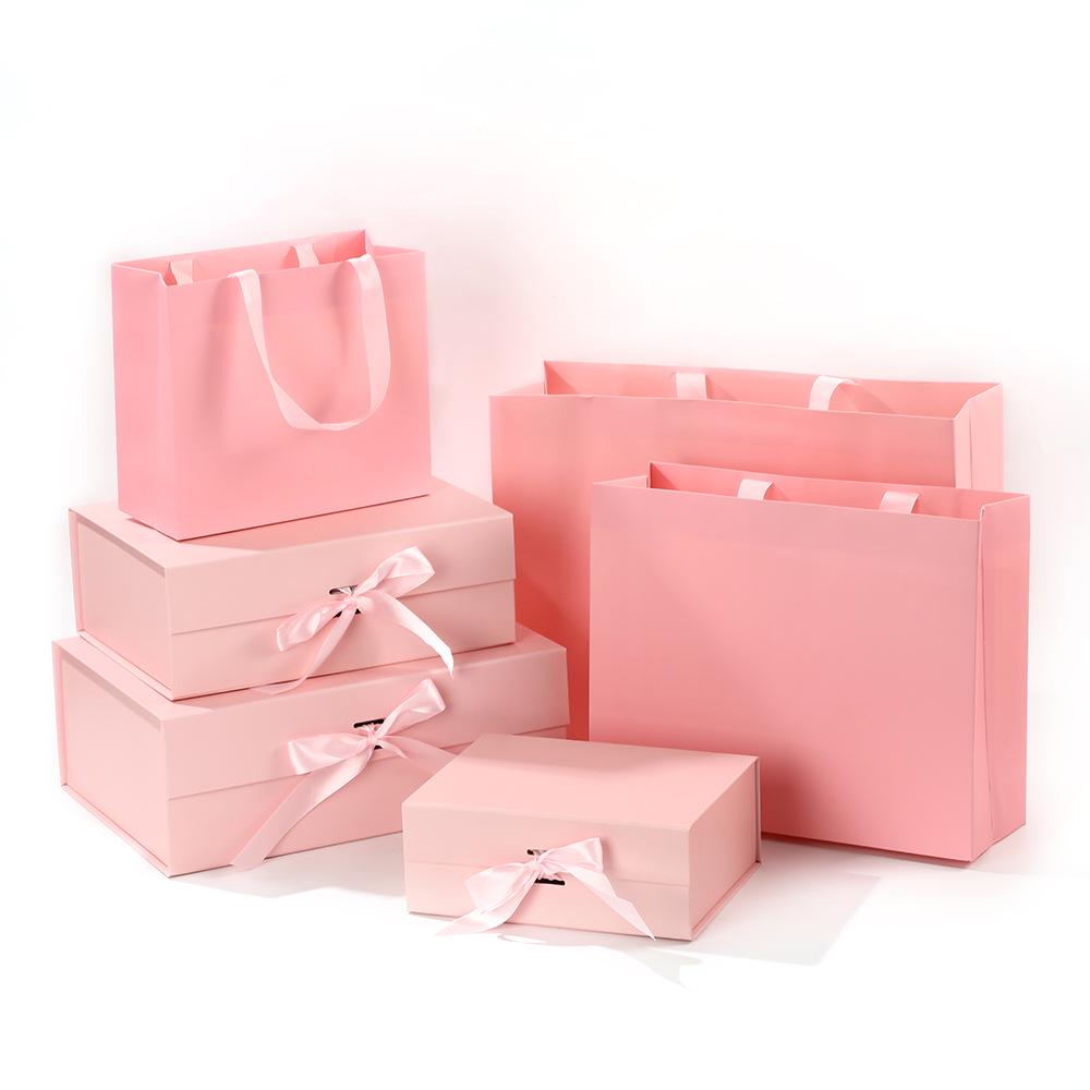 Elegant Magnetic Closure Foldable Gift Box with Bow - High-End Festival Packaging