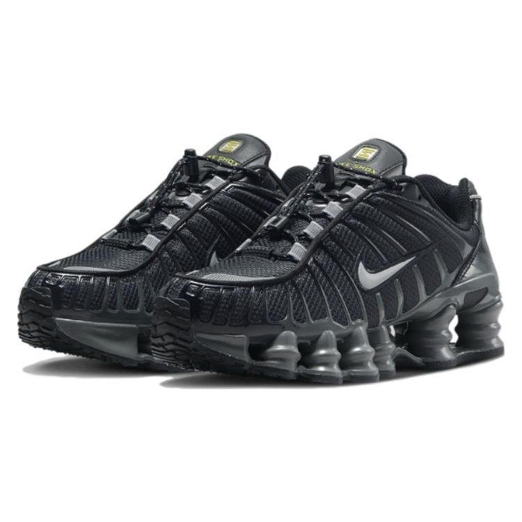 Nike Shox TL Preto Cinza Ferro Mulher Tênis Prateado Metálico FV0939-001