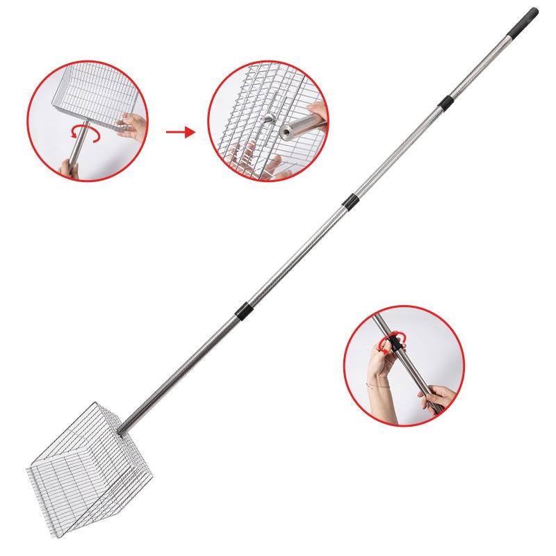 Multi-Purpose Stainless Steel Animal Manure Scoop,169cm Adjustable Pooper Shovel with Ergonomic Grip