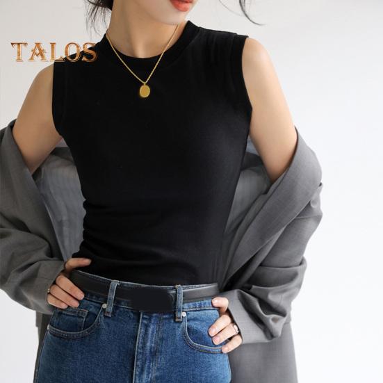 Women's Tank Top Sleeveless Cotton High Neck Crop Top Ribbed Slim Fit Basic Shirt Spring Summer Casual Outfit