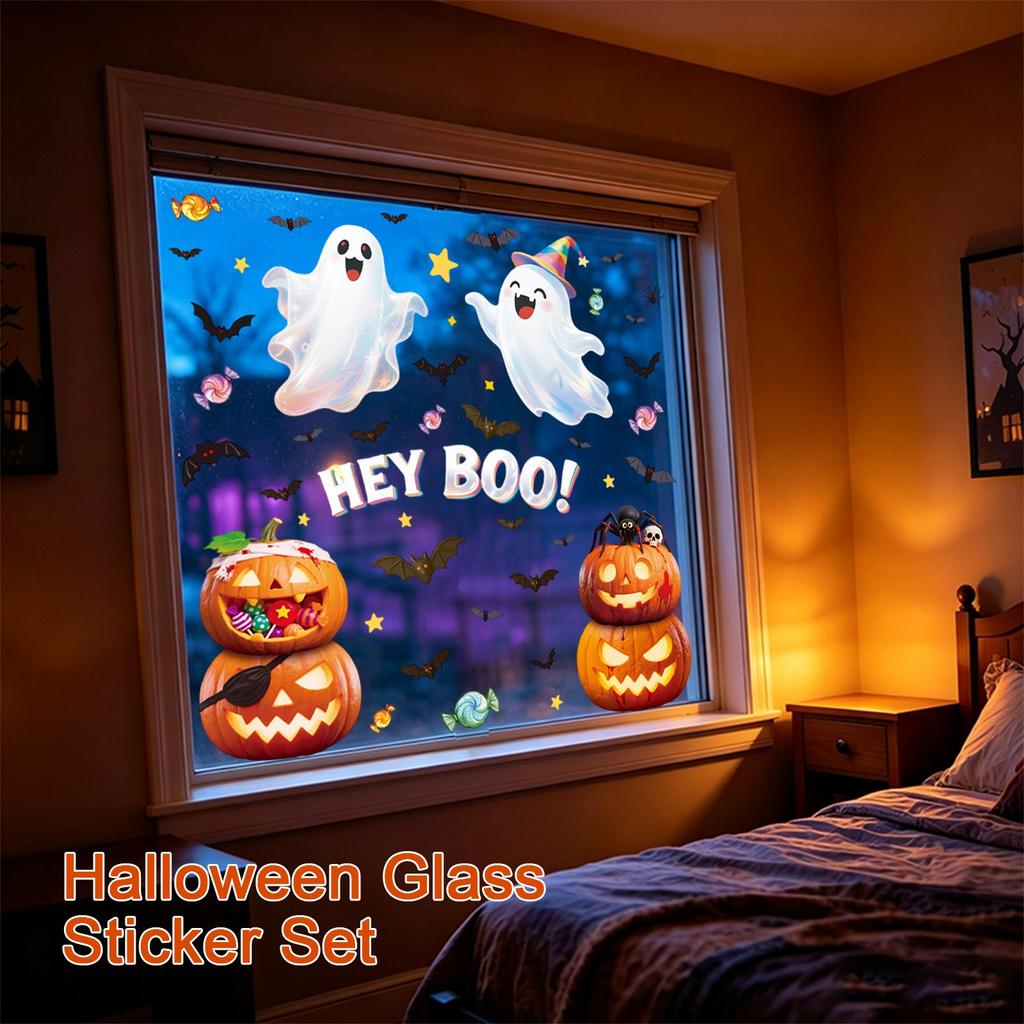 Halloween Window Clings Set - Glass Decals for Holiday Decor