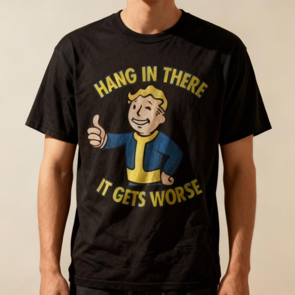 Fallout Graphic T Shirt Hang In There Funny Vintage Game Unisex Tee NWT L