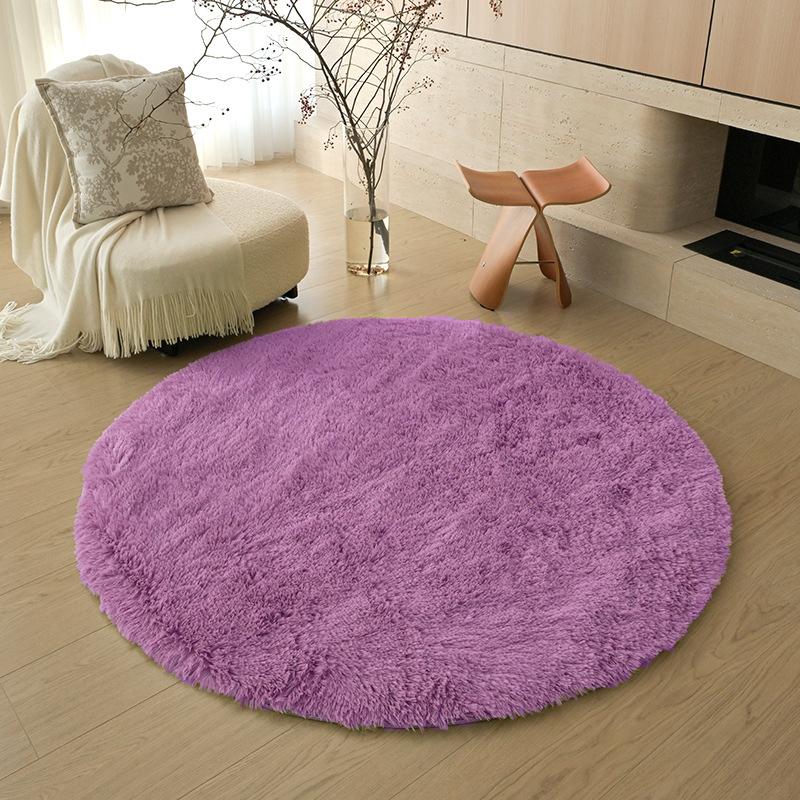 Checkerboard Round Fluffy Shaggy Rug Soft Long Pile Carpet for Bedroom Living Room Plaid Area Rug Kids Room Circular Mat