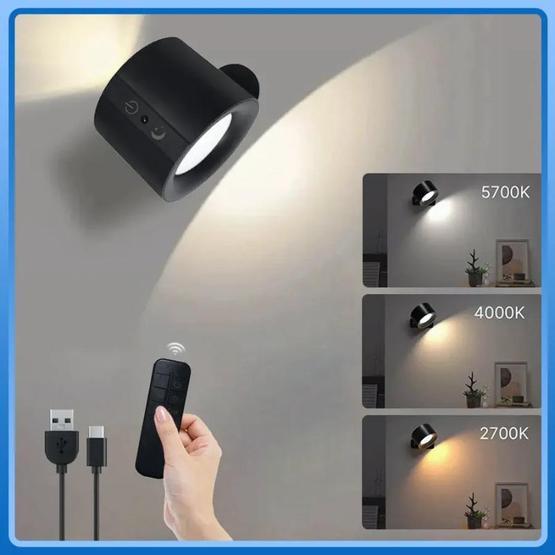 LED Wall Sconces Light Touch Control Double Head Wall Lamp 360 Rotatable 3Colors Wall Lights Wireless Night Lights for Bedroom