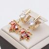 Luxurious Red Zircon Maple Leaf Drop Earrings for Women Fashion Gold Color Earring INS Jewelry Party Accessories