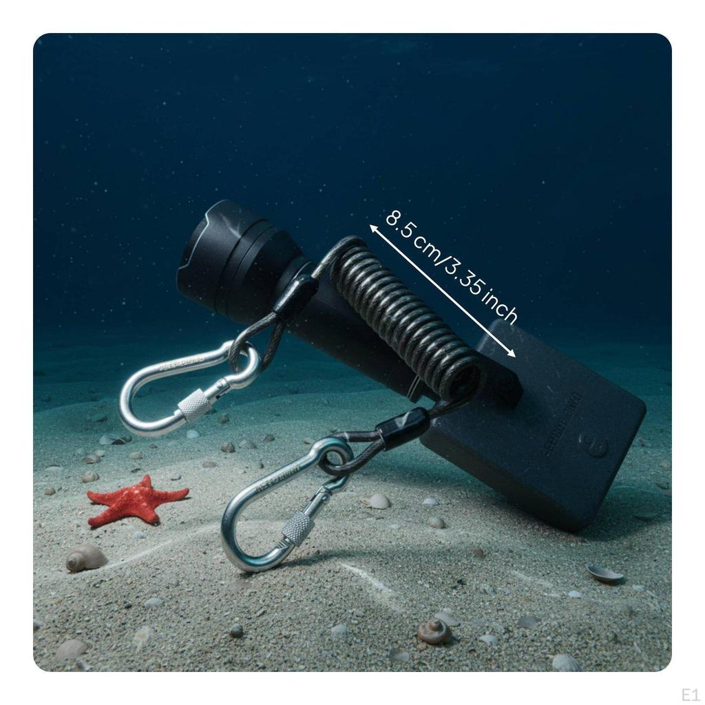 Diving Camera Rope Locking Carabiner Scuba Gear AntiLoss Coil Cord with Clips for