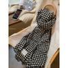 Autumn and winter contrasting color plaid scarf women's winter soft cotton comfortable warm student knitted fringed long shawl scarf tide