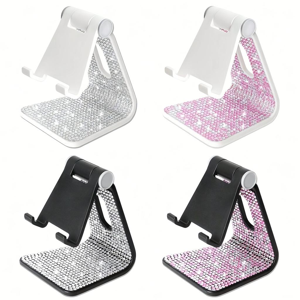 1pc Sparkling Diamond Phone Stand Desktop Stand Compatible with Both Mobile Phones and Tablets