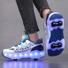 Four-wheel Running Shoes Detachable Flat Shoes Rechargeable USB Luminous Sports Light Shoes Girls Roller Skates Boys Shoes