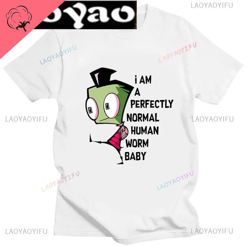 Cute Cartoon Invader Zim Gir Graphic Tshirt Image Cotton Women Men Retro Tees Unisex Adult Harajuku Fun Fashion Streetwear Tops