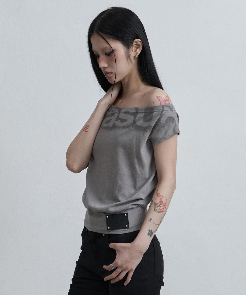 Aejeuyua Dolman Loose Crop T-Shirt Dark Gray