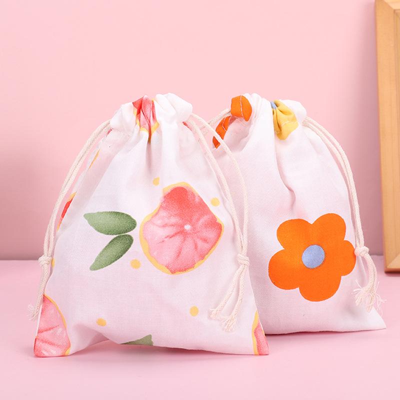 Cute Mini Cotton Drawstring Pouch for Coins, Lipstick, and Earphones